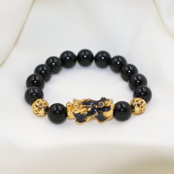 黑曜石溫感貔貅手串