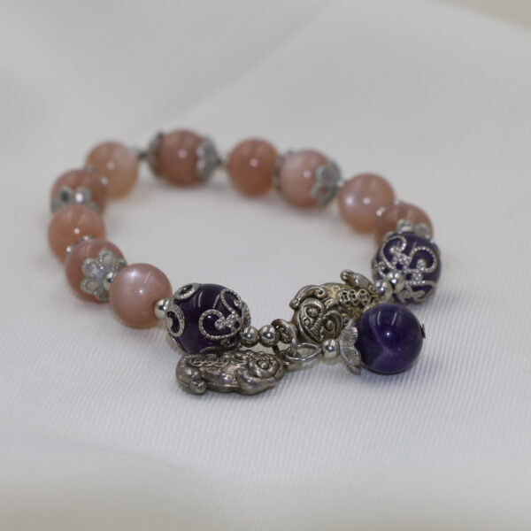 橙月光銀貔貅手串